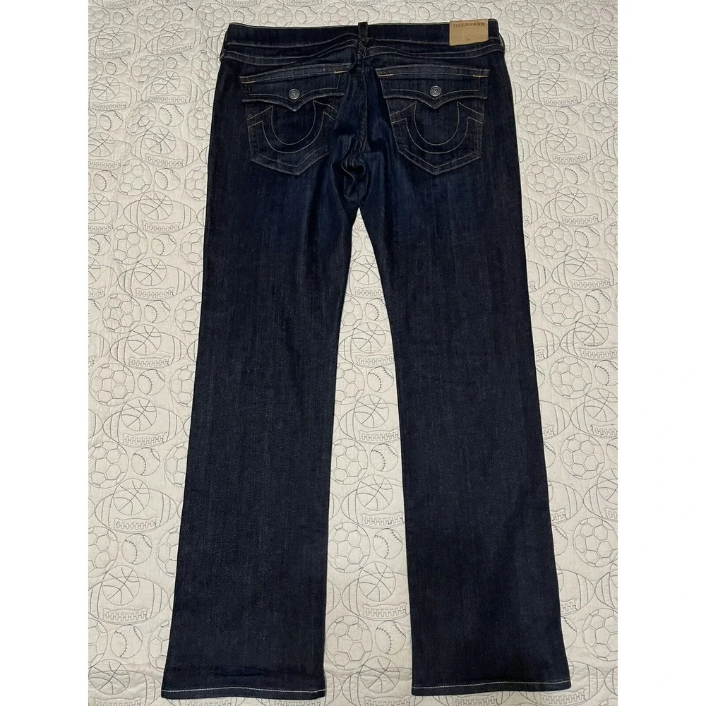 True Religion Mens Ricky Relaxed Straight Jeans Flap Pockets Size 40 x 35